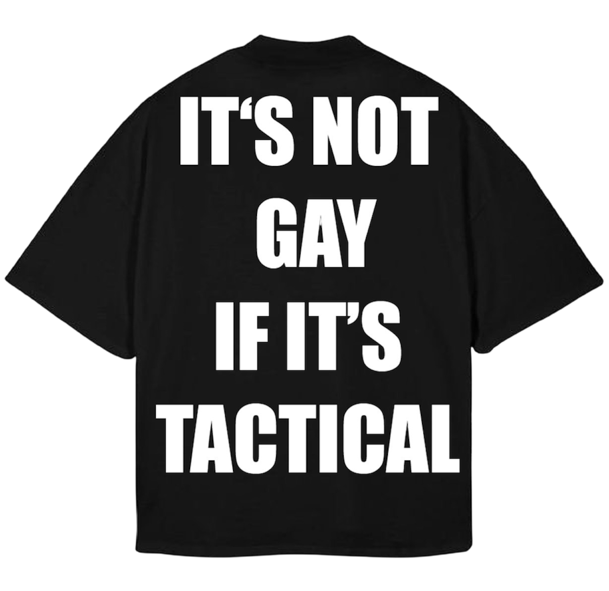 “IT’S NOT GAY IF IT’S TACTICAL” BLACK T- SHIRT